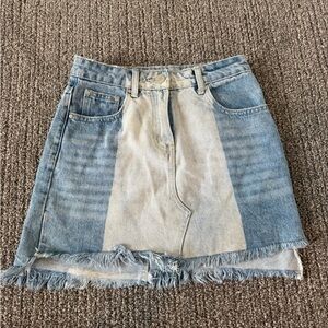 Tobi Two-Tone Denim Mini Skirt